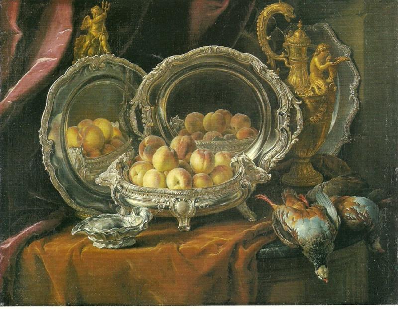 Francois Desportes silverterrin med persikor oil painting image